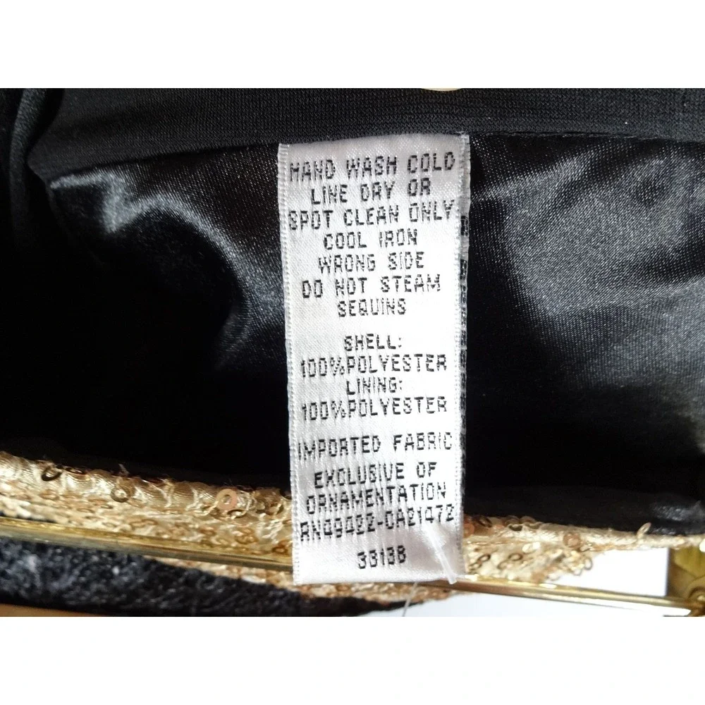 VTG Jessica McClintock Gunne Sax Dress Womens 3 Black Gold Sequin Bubble Hem